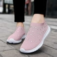 thumbnail image 7 of Xiaoxatg Women's Casual Shoes Breathable Mesh On Flat Comfortable Walking Footwear with Rhinestone for Daily Activities 7 Pink, 7 of 7