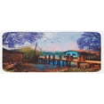 thumbnail image 1 of Lake House Kitchen Mat, Vintage Hand Drawn Artisan Picture of Fishing Village with Old Bridge and Gulls, Plush Decorative Kitchen Mat with Non Slip Backing, 47" X 19", Multicolor, by Ambesonne, 1 of 1
