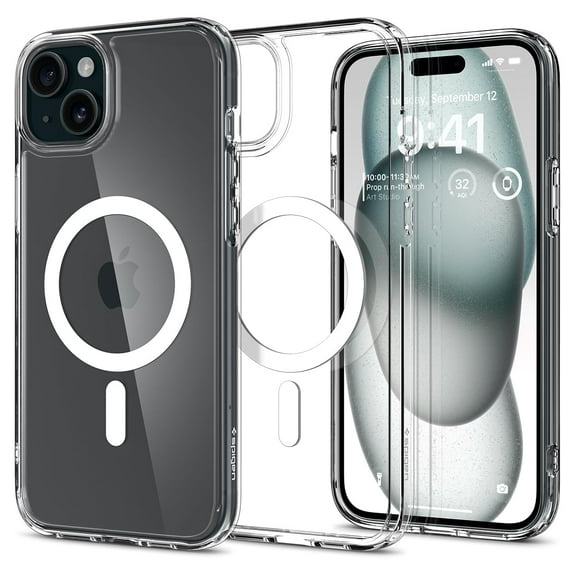 Funda Spigen Ultra Hybrid MagFit para iPhone 15/14/13, color blanco
