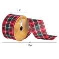 thumbnail image 2 of Vickerman 2.5" x 10 Yards Red Green White Plaid Muslin Woven Wired Edge Ribbon, 2 of 2