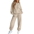 thumbnail image 2 of WULMLEO Women's 2 Piece Sets Matching Hooded Hoodies and Wide Leg Sweatpants Stretch Two Piece Set Casual Loungewear Business Sweatsuit Outfits Camel S, 2 of 7
