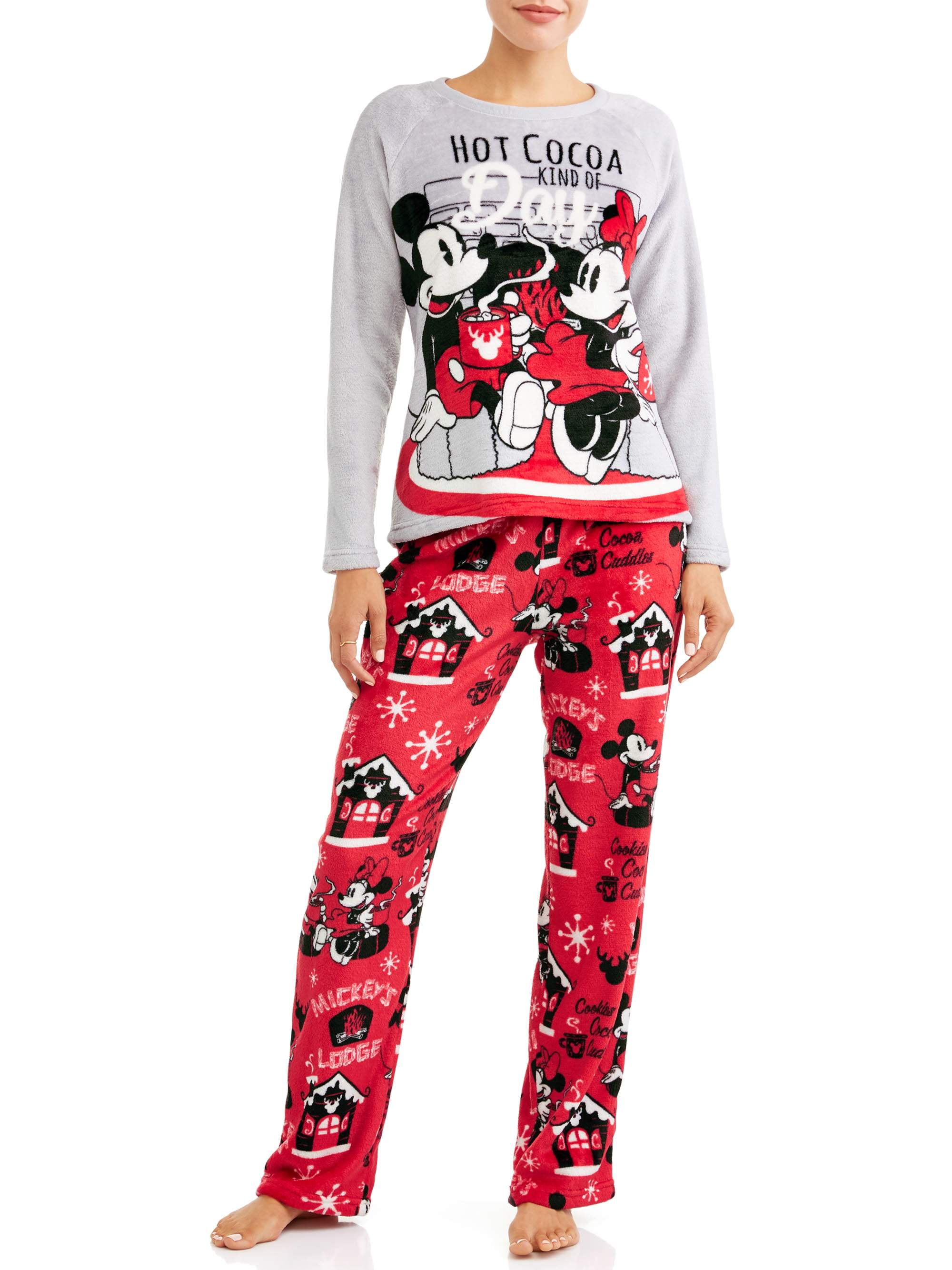 Medium 8-10 Disney Womens Mickey Mouse Ladies Sleepwear PJs Pajamas Set Shirt Pants & Socks Black 