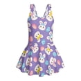 thumbnail image 7 of FOR U DESIGNS Girls' Sleeveless One-Piece Swimsuit Comfortable Hawaiian Swimwear with Skirt Bathing Suit Easter Decor for Kids, Rabbit Easter Egg Purple, 7 of 7