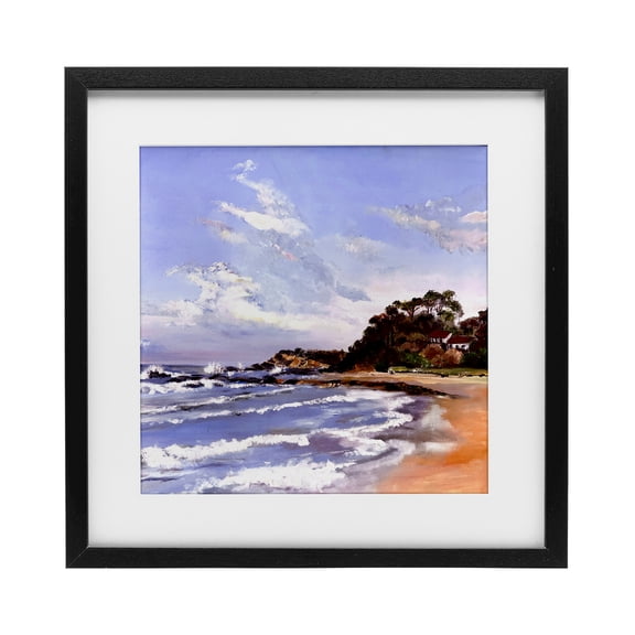 Malua Bay Seascape Black Framed Print Under Glass, design by Patricia Reynolds