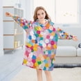 thumbnail image 5 of FORMRS Wearable Blanket Hoodie with Sleeves for Kids Cozy Flannel Sweatshirt, Purple Colorful Circles, 5 of 7