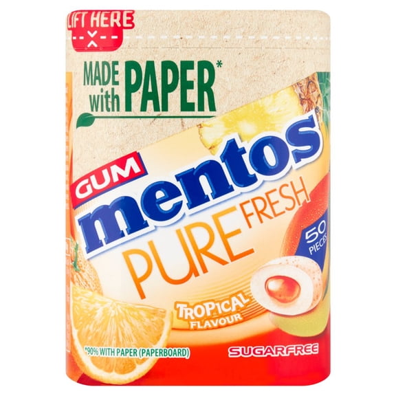 Mentos Gum Pure Fresh Tropical 50 Pieces 100g (pack of 6)