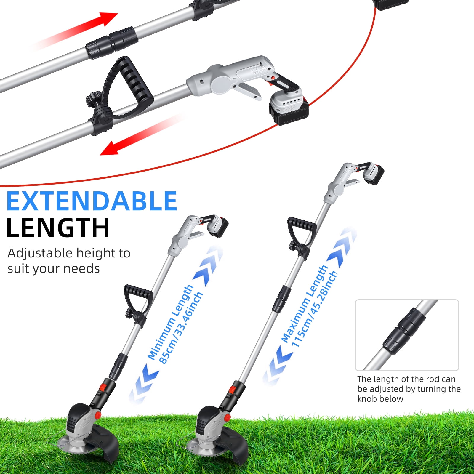 KingFurt 24V Weed Wacker, Electric Weed Eaters, 12inch Cordless String Trimmer & Edger with Grass Cutter Spool Line for Lawn, Garden, Yard
