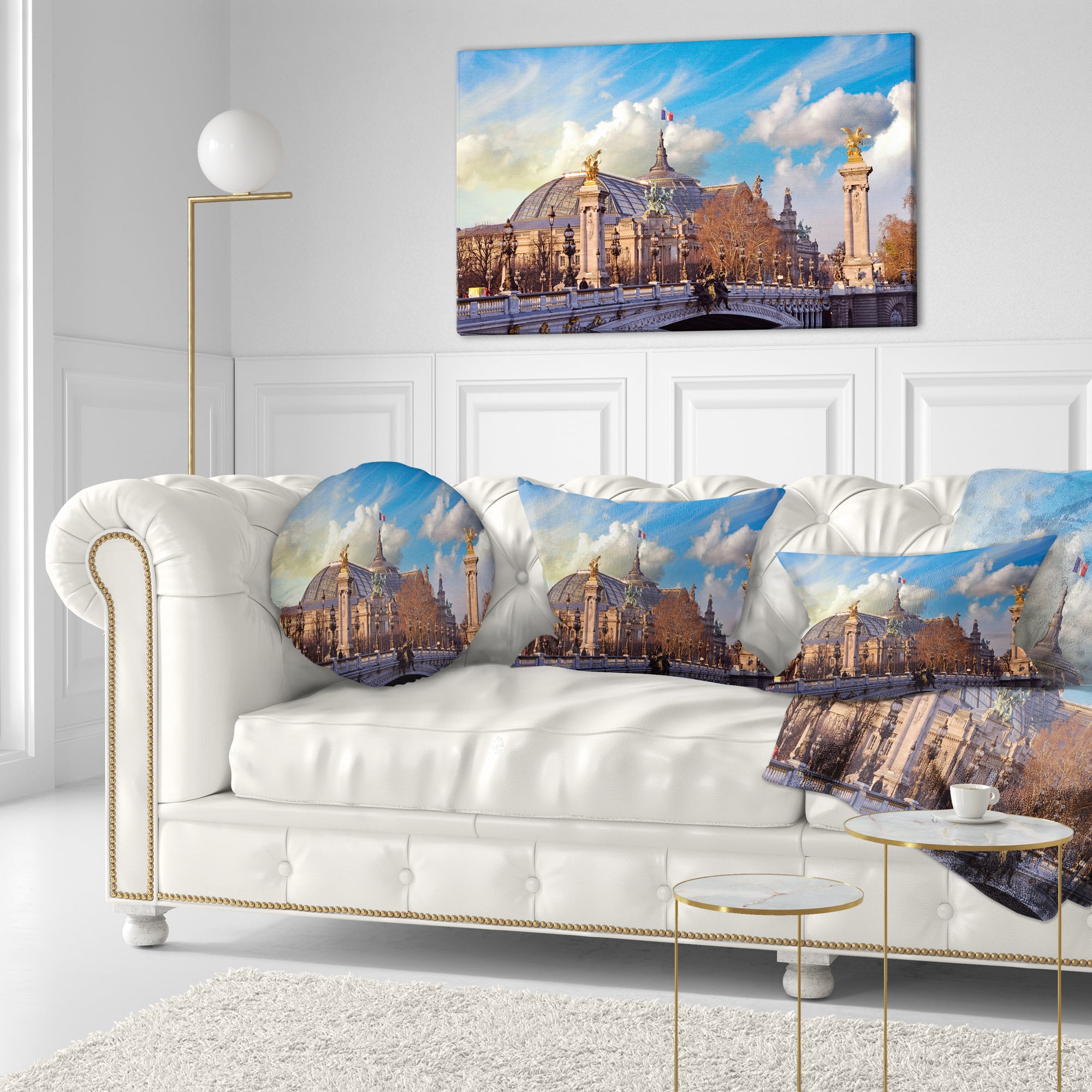 Designart Famous Great Palace in Paris - Modern Cityscape Throw Pillow - 12x20