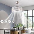 thumbnail image 5 of LOYALHEARTDY 18in Crystal Modern Caged Chandelier Ceiling Fan, 5 of 12