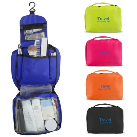 Toiletry Bag for Women Hanging Hook,AILKIN Compact and Foldable Portable Cosmetic Bags Toiletry Kit Set Makeup Bag Travel Accessories with 3 Compartment Toiletry Bag for Traveling,Blue