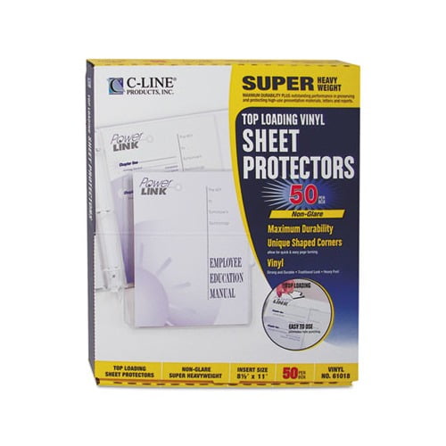 Super Heavyweight Vinyl Sheet Protectors Nonglare, 2 Sheets, 11 x 8 1/2, 50/BX