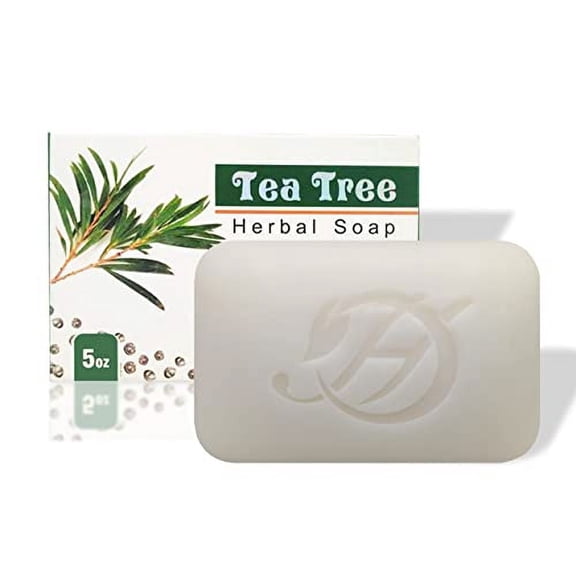 Herboganic Tea Tree Oil Herbal Bar Soap with Essential Oils, Exfoliates Gently, Moisturizes and Hydrates, 5 oz Bar