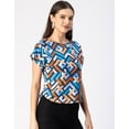 thumbnail image 3 of Moomaya Round Neck Short Sleeve Printed Loose Fit Top - Women's Casual Top, 3 of 9