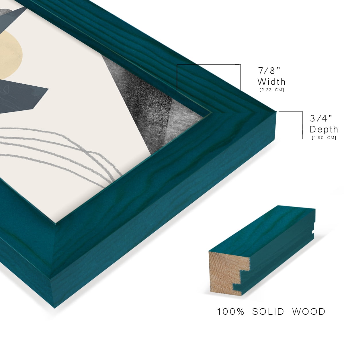 Diamond Slate IV - Framed Print w/glass - Ocean Blue