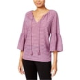 thumbnail image 1 of Kensie Blusa de punto a rayas para mujer, morado, grande, 1 of 1
