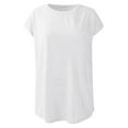 thumbnail image 4 of OSOLU Solid Color Summer Women Loose Fit T-Shirt Short Sleeve Tshirts Tee Casual Business Basic Tops With Cap Sleeves Breathable Dailywear, 4 of 5