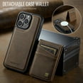 thumbnail image 6 of ELEHOLD Case for iPhone 16 Pro, Magnetic Wallet RFID Blocking Case,Leather Flip Cover with Card Holder,Coffee, 6 of 11