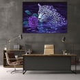 thumbnail image 5 of Mudket Framed Purple Leopard with Rose Canvas Wall Art, Bold Leopard Print Wall Decor, Modern Animal Wall Art Ready to Hang - 12"L x 8"W, 5 of 10