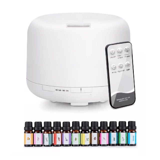 Difusor De Aceite Esenciales Aromaterapia 500 ml Alexa Blanco 6 aceites