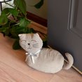 thumbnail image 6 of WHW Kitty Cat Door Stops, Corduroy Fabric, Bow Collars, Weighted, Grey and Brown, 11.75 Inches, 2 Piece Set, 6 of 8