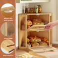 thumbnail image 4 of Corner Bread Box for Kitchen Countertop, Double Layer Bamboo Bread Storage Container, Large Farmhouse Bread box with Acrylic Wavy Door Panel, Under Cabinet Organizer (Natural, Extra Large), 4 of 14