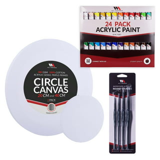 ESTINK 40cm Round Canvas Professional 4 Layer Structure Cotton Circle  Canvas Board For Painting Acrylic Pouring Oil Paint,Canvases For  Painting,Large