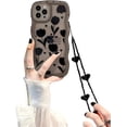 thumbnail image 1 of Funda compatible con iPhone 13 Pro Max con diseño de flores negras de simplicidad adorable para mujeres, adolescentes y niñas, funda protectora de lentes para iPhone 13 Pro Max + cadena de corazón, 1 of 7