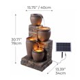thumbnail image 3 of Teamson Home 4-Tier Outdoor Cascading Bowl Stacked Stone Solar Powered Water Fountain with LED Lights, Brown, 3 of 10