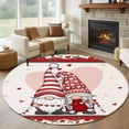 thumbnail image 2 of Valentines Day Large Area Rugs for Bedroom Living Room, Soft Non Slip Carpet Bedside Rug, Romantic Gnomes Love Heart Red Rose Round Floor Cover Kitchen Accent Rug 6' for Dining Room/Office, 2 of 9