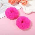 thumbnail image 7 of 2 Pcs Hot Pink Scrunchies, Pom Pom Hair Ties Faux Rabbit Fur Fuzzy Scrunchies Fluffy Ponytail Holders Hair Accessories for Girls Women (Hot Pink), 7 of 7