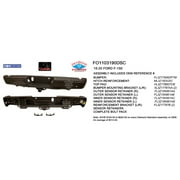 REAR STEP BUMPER ASSEMBLY; PAINT TO MATCH; WITH PARK ASSIST SENSOR HOLES; WITH BASE TOW; INCLUDES BOTH BUMPER ENDS/BASE TOW HITCH WITH