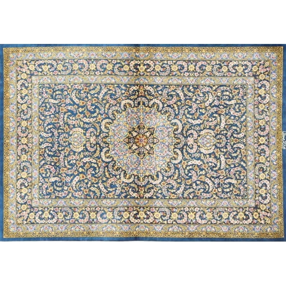 Ahgly Company Indoor Rectangle Traditional Silver Gray Medallion Area Rugs, 5' x 7'