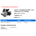 thumbnail image 2 of Starter - Compatible with 2006 - 2011 Honda Civic 1.8L 4-Cylinder 2007 2008 2009 2010, 2 of 2