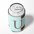 thumbnail image 4 of Letter U Initial Monogram - Blue Stripes Can or Bottle Beverage Insulator Hugger, 4 of 5