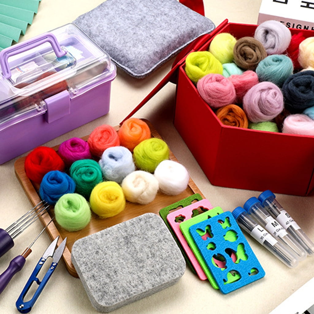 Needle Felting Starter Kits Needle Felting Set with Felting Tool Foam Mat Needle Felting Supplies for Home Decorations