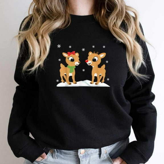 Rudolph And Clarice Funny Christmas Reindeer Holiday Graphic - Great Gift Idea SW4318 Unisex Sweatshirt, Up to Size 5XL