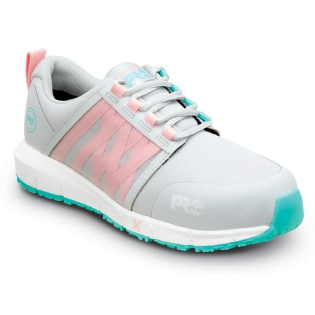 Timberland PRO Radius, Women's, Glacier Gray/Almond Blossom, Comp Toe, EH, MaxTRAX Slip Resistant, Athletic, Work Shoe (7.0 W)