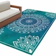 thumbnail image 2 of Teal Blue Boho Area Rug 3x5 FT, Non Slip Entryway Bedside Carpet, Retro White Rustic Flower Ethnic Pattern Washable Soft Floor Carpet Indoor Mat Non-Shedding Throw Rugs for Dorm Kitchen Home Office, 2 of 8
