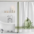 thumbnail image 3 of Fall Shower Curtain, Waterproof Shower Curtains for Bathroom, Sage Green Pumpkin Thanksgiving Stripe Leaf Washable Fabric Bathtub Curtain Set Bath Decor with 12 Hooks Long 72"x84", 3 of 8
