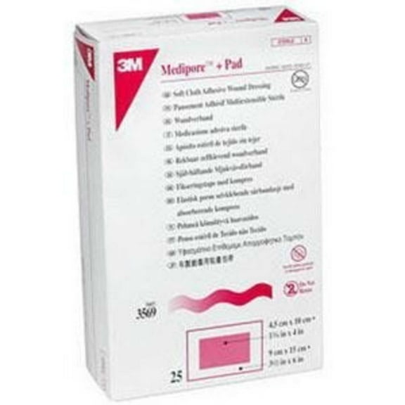 Dressing, Wnd Adhsv Medipore  Pad 2 3/8"X4"  (Units Per Box: 50)