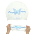 thumbnail image 5 of Unique Bargains 1 Pc Silicone Waterproof Butterfly Dream Swim Cap White Blue, 5 of 5