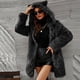 thumbnail image 5 of Puntoco Mujer Señoras Cálido Abrigo De Piel Sintética Chaqueta Invierno Sólido Con Capucha Ropa De Abrigo Puntoco Puntoco-6966, 5 of 9