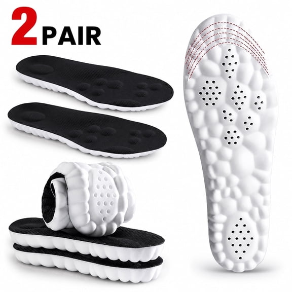 Goldeer 2 Pairs 4D Cloud Memory Foam Insoles, Super Soft Anti-Fatigue Shock Absorption (Men's 7-13)
