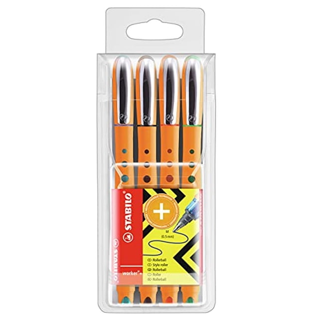 STABILO Worker Rollerball - Colores surtidos, Pack de 4 STABILO STABILO