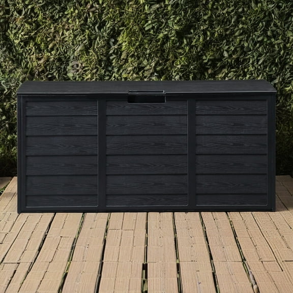 Canddidliike Outdoor 75 Gallon Polypropylene Resin Deck Box, Black