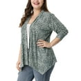 thumbnail image 4 of Unique Bargains Juniors' Plus Size Leopard Front Open Asymmetrical Cardigan 2X Grey, 4 of 6