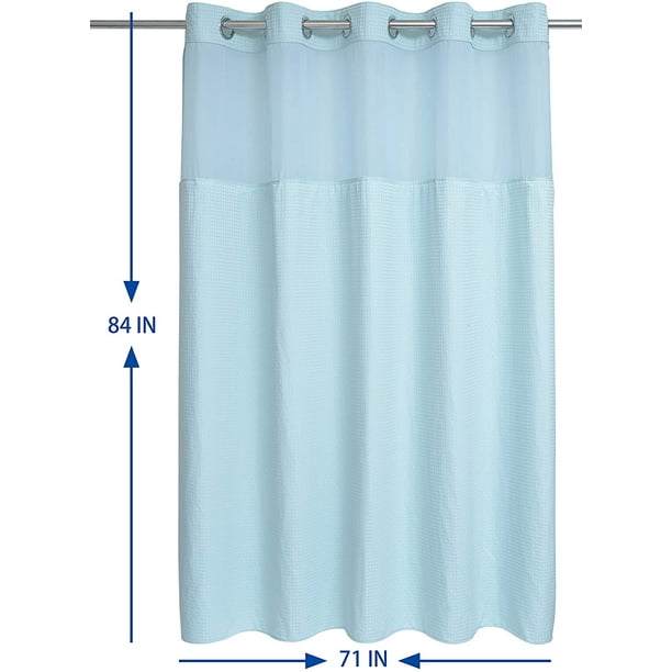 Yangxue002 Waffle Weave Hotel Style No Hooks Needed Shower Curtain With Snap In Liner For Bathroom Waterproof Machine Washable Shower Curtain (Wafflel