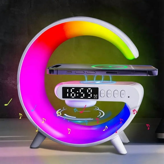 Multifunctional Wireless Speaker with Sunrise Reminder, RGB Rhythm Light, and Fast Wireless Charging Function, Suitable for All Phones That Support Wireless Charging, Ideal Bedroom Wake-up Lights
