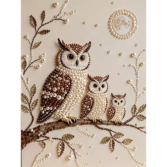 Mosaflare Pearl Diamond Painting Kit for Adults,DIY Diamond Art,12×16 inch HD Canvas,Owl Home Decoration
