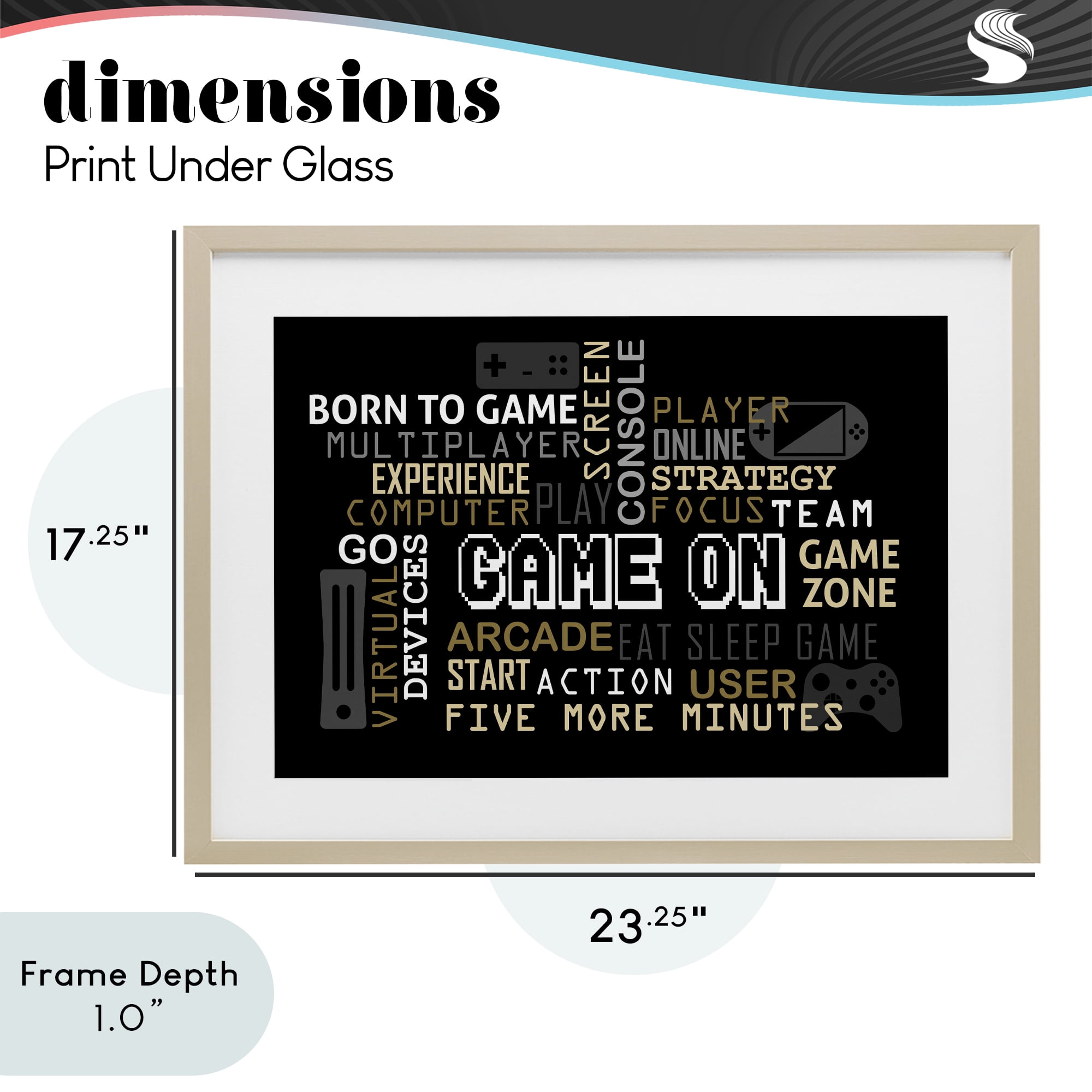 Stupell Industries Game On Gamer Typography Birch Framed Print Under Glass, design by Kim Allen